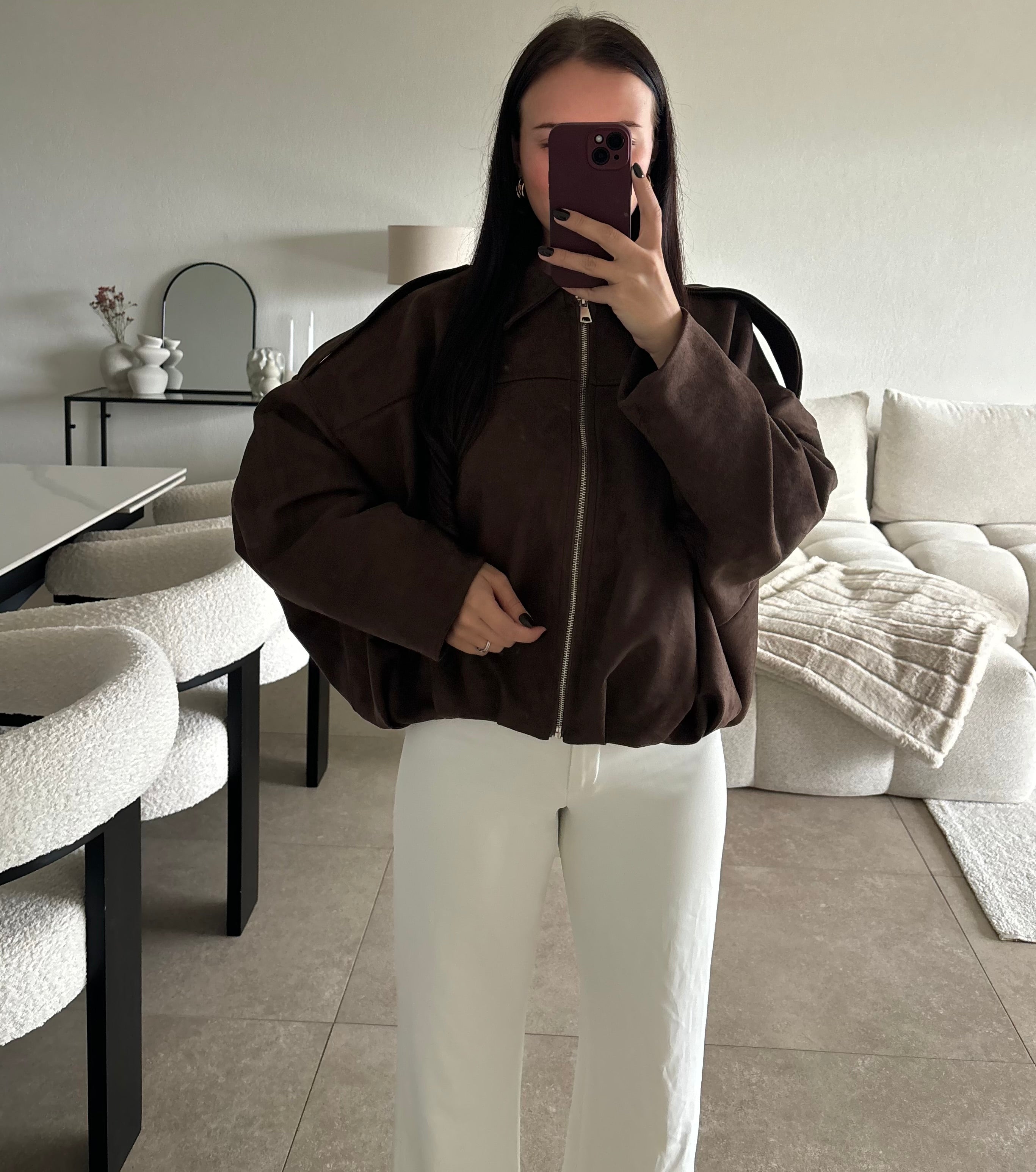 Veste marron en daim taille L/XL