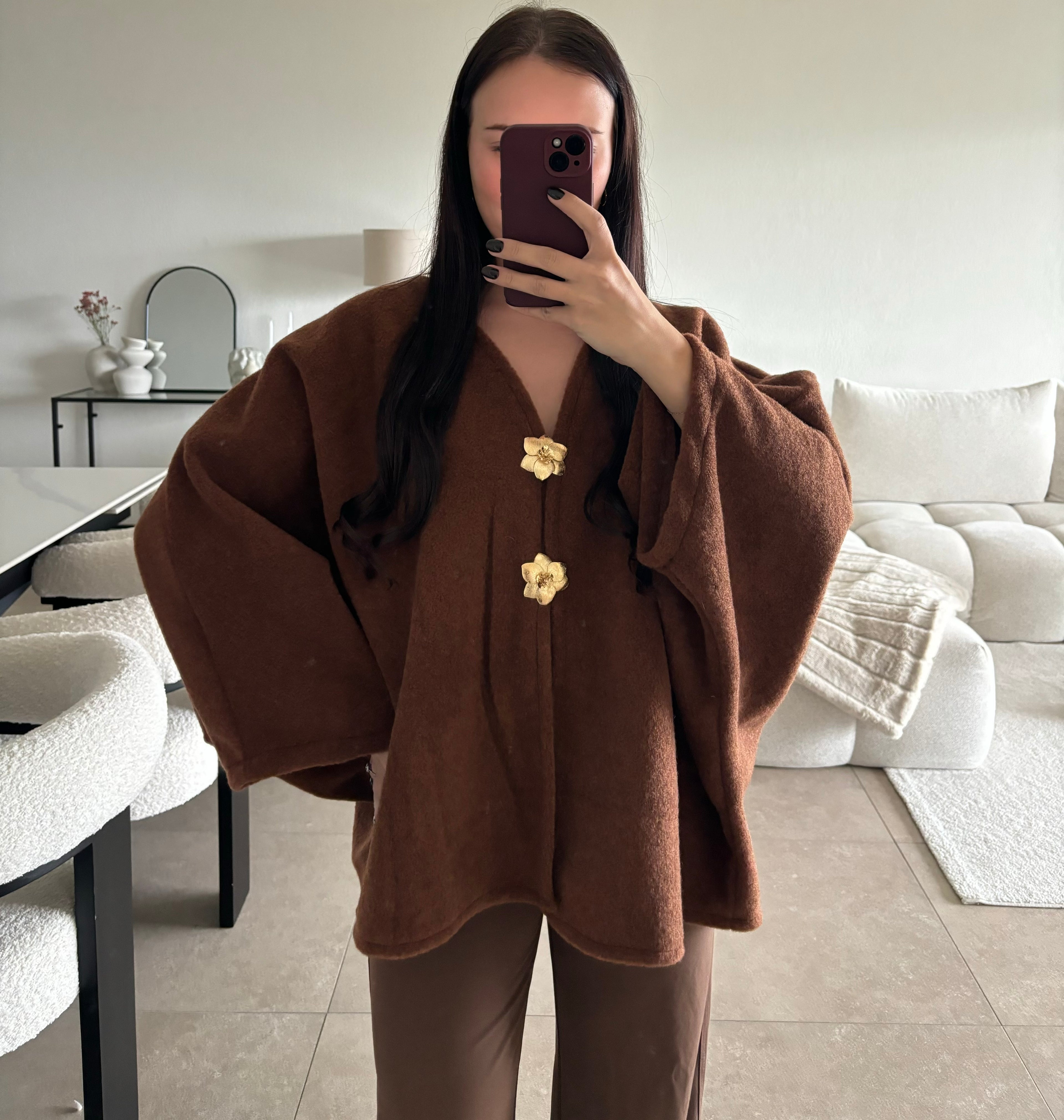 Veste avec boutons fleurs taille unique