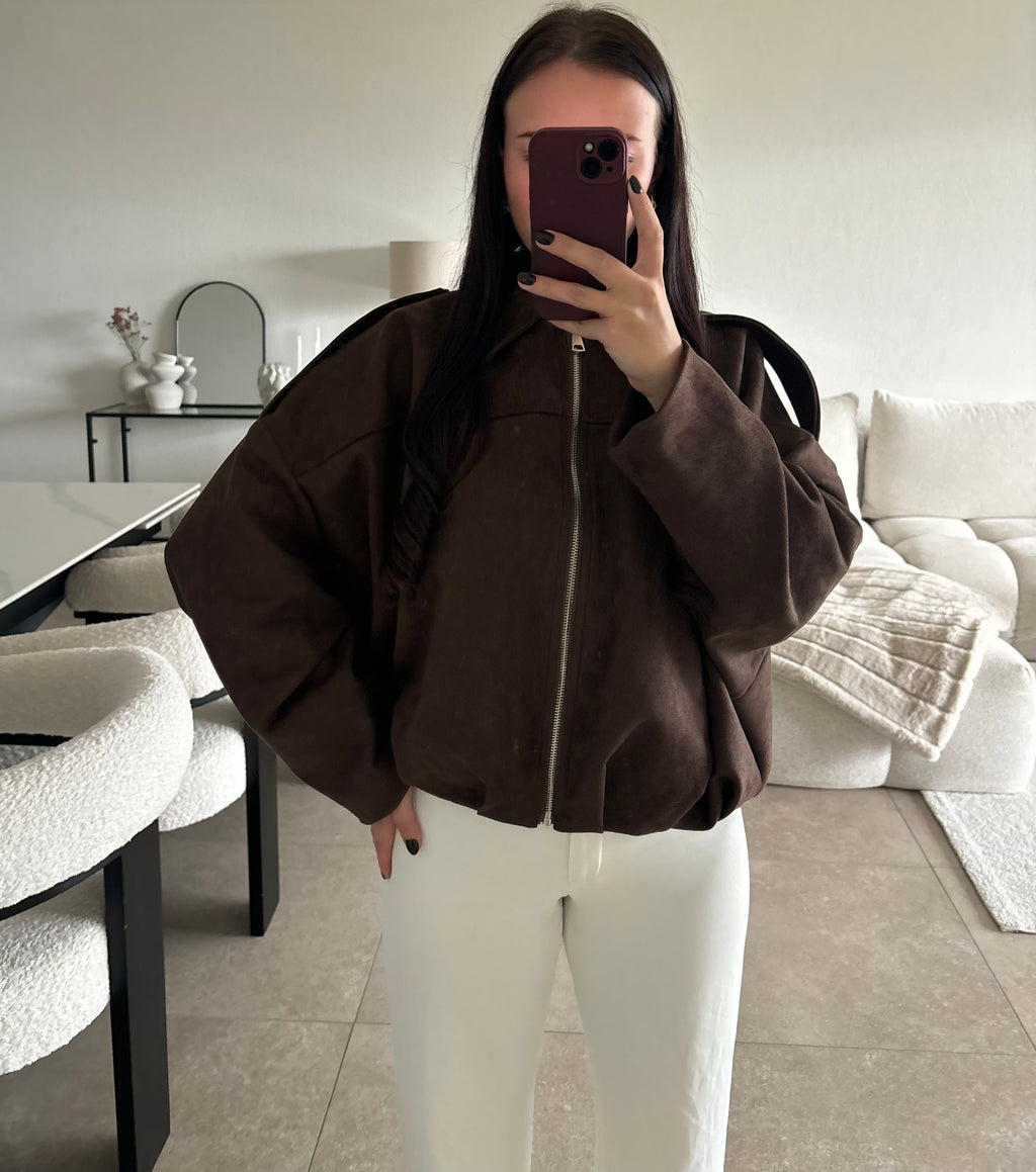 Veste marron en daim taille L/XL