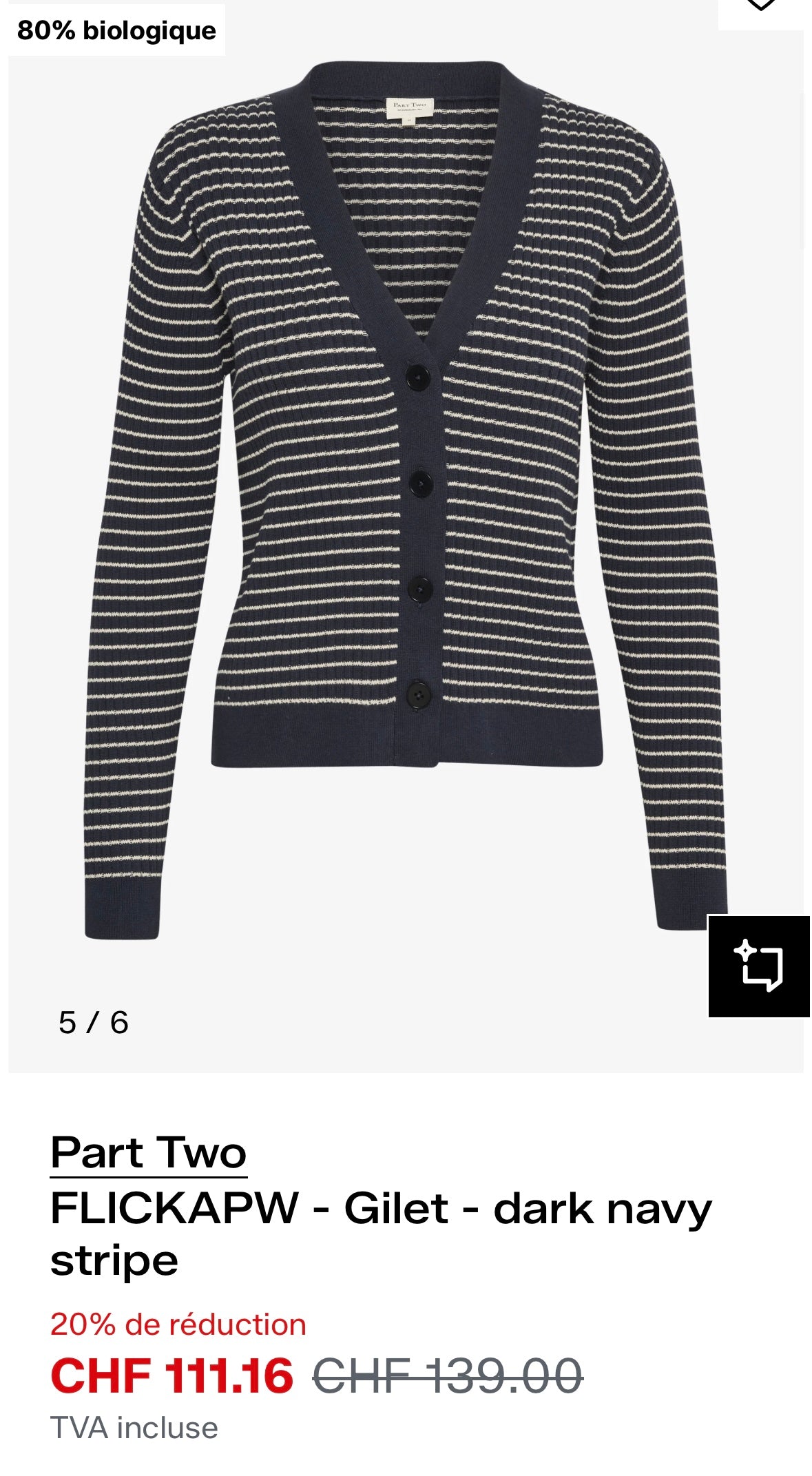 Cardigan Part Two Copenhagen taille S