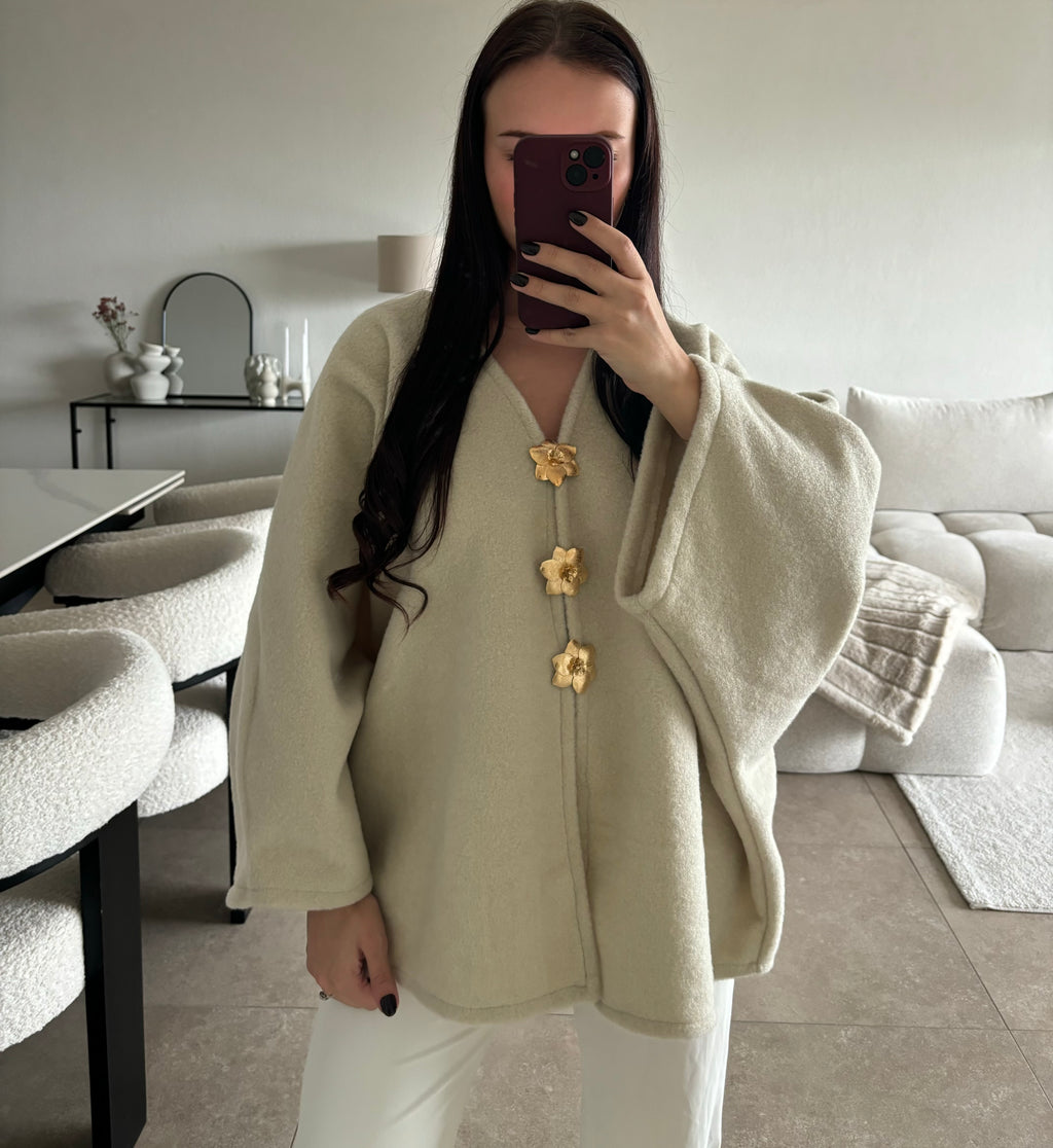 Veste avec boutons fleurs taille unique