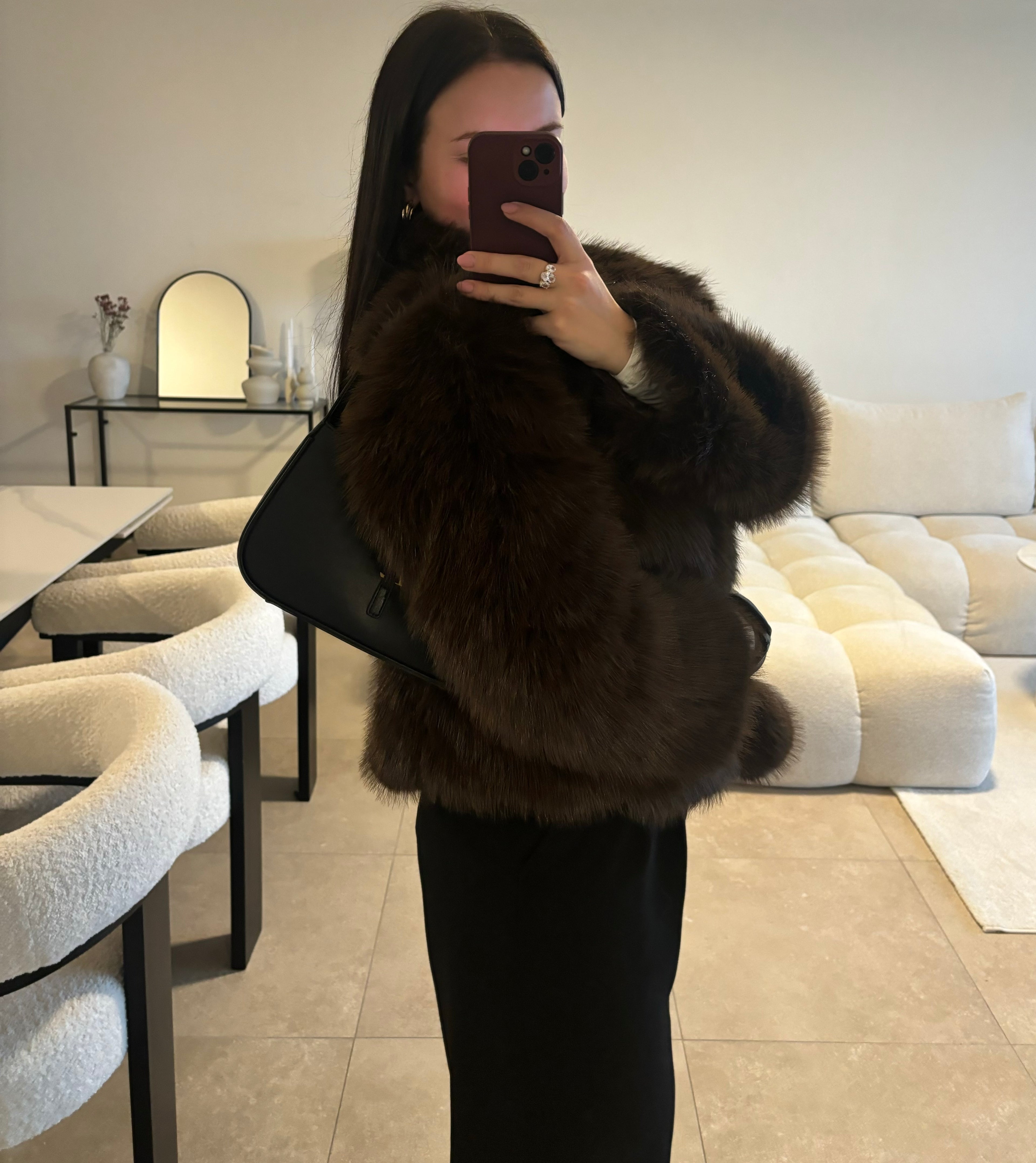 Veste en fourrure marron taille S/M