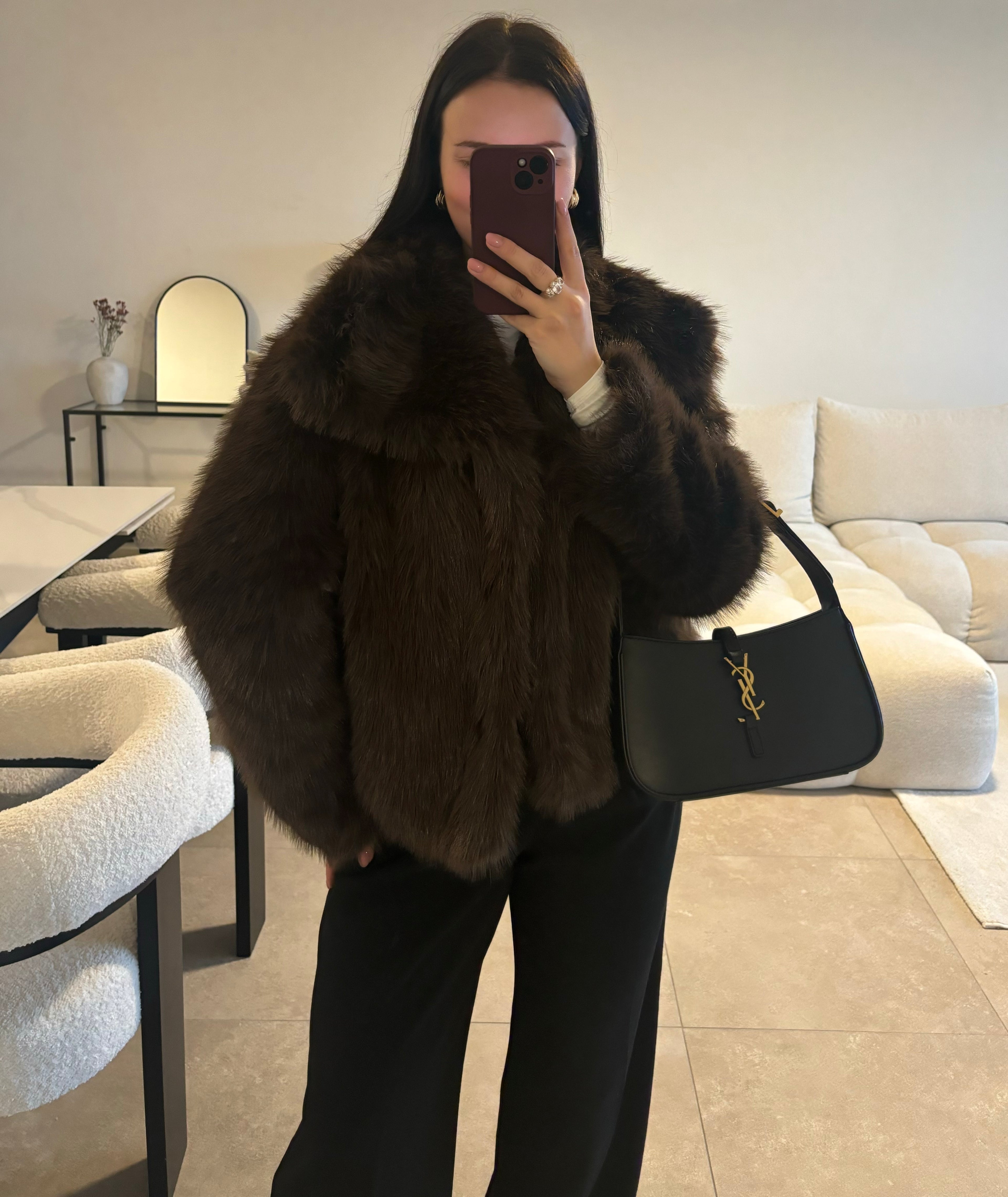 Veste en fourrure marron taille S/M