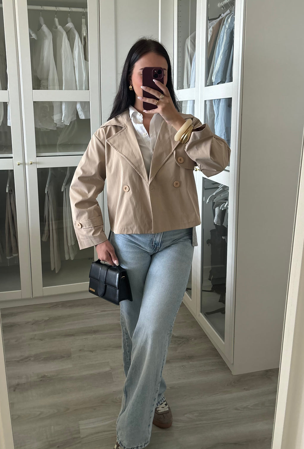 Trench court bi-matières taille S/M