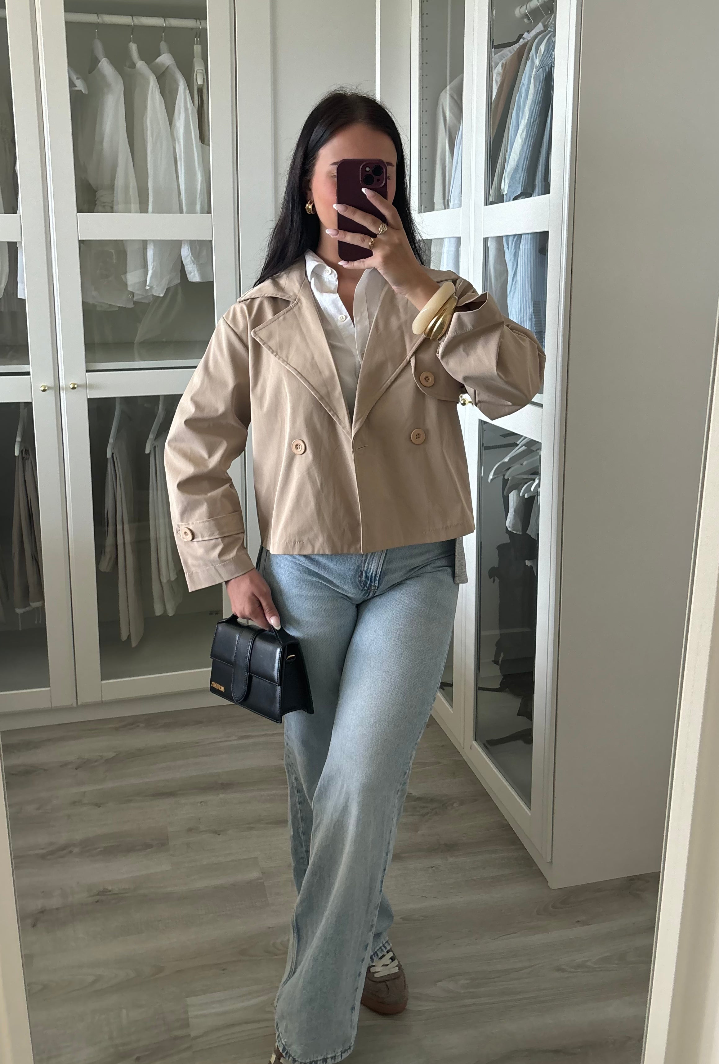 Trench court bi-matières taille S/M