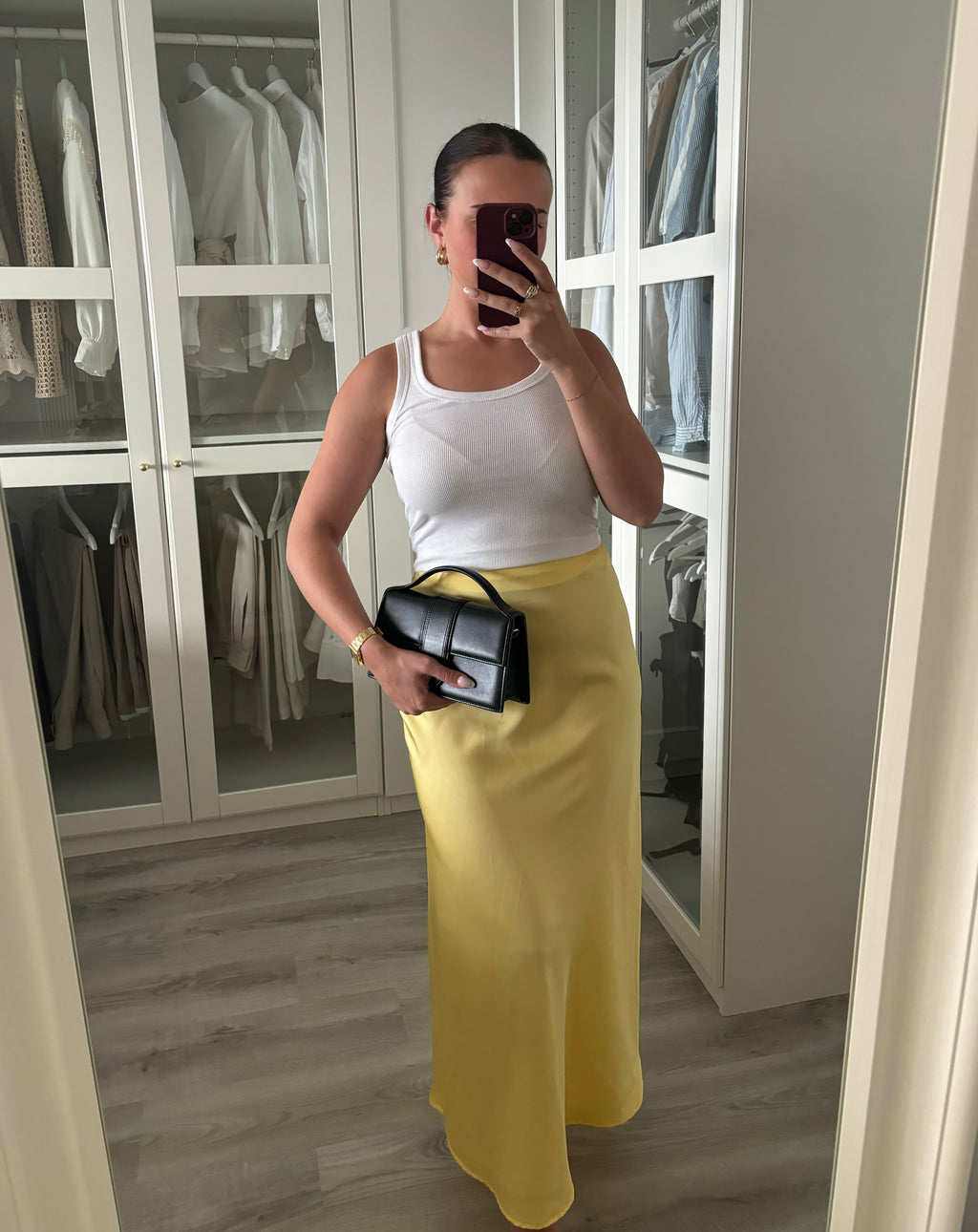 Jupe satinée jaune taille S/M