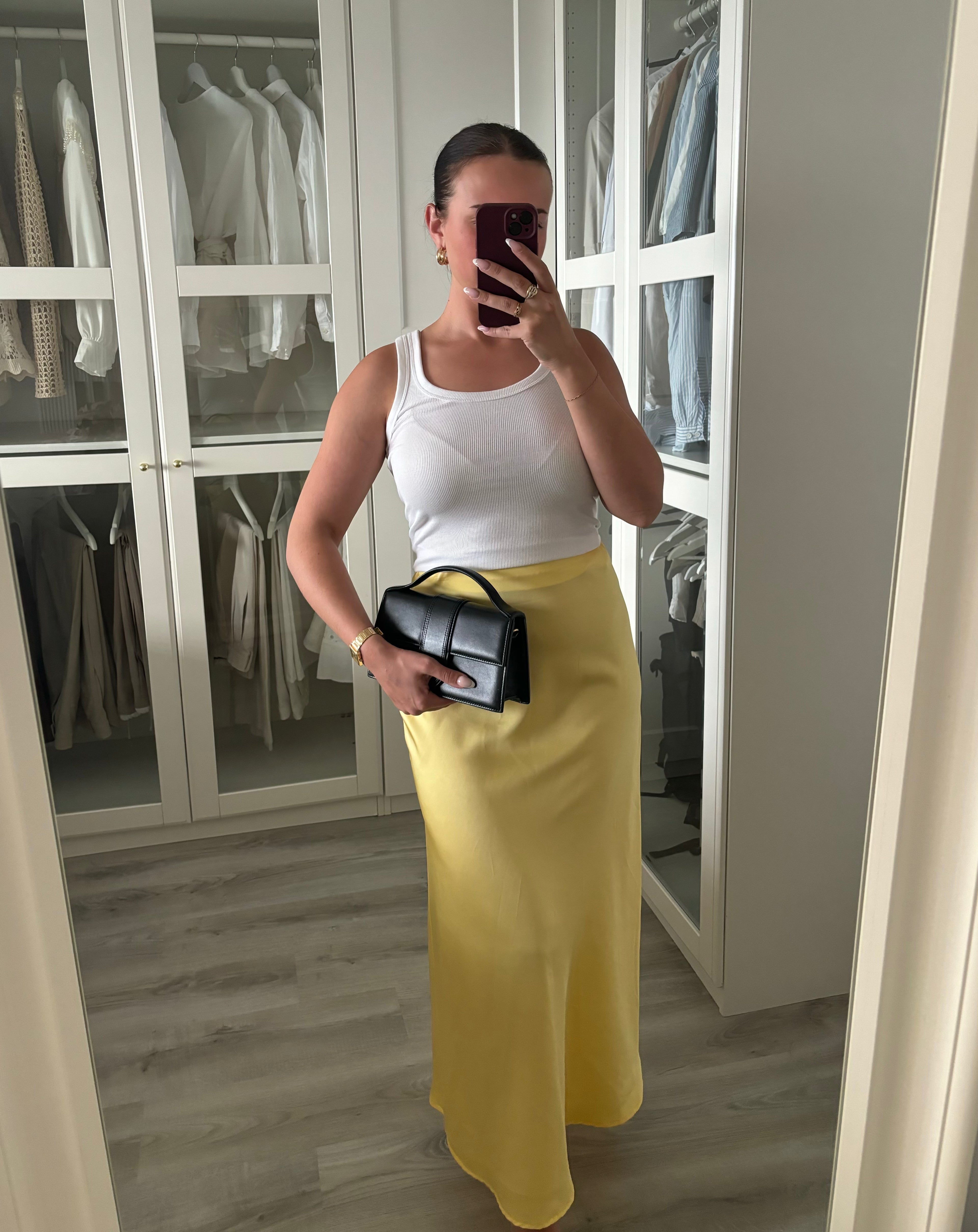 Jupe satinée jaune taille S/M